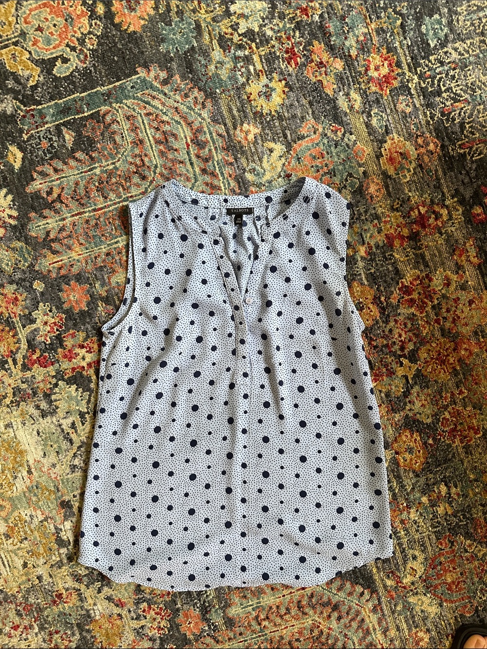 Talbots sky blue Sleeveless Polka Dot Camisole with Navy Dots